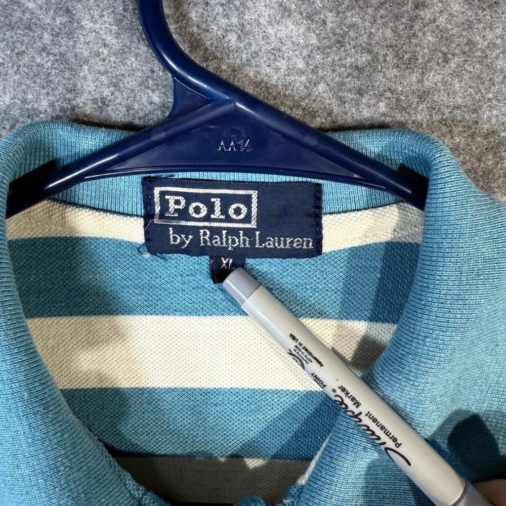 Polo Ralph Lauren Striped Short Sleeve Polo‎ Shirt Blue White XL